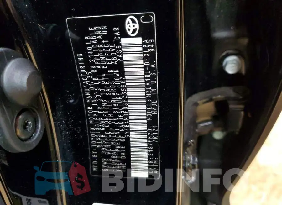 5YFB4MDE0SP265987 Photo# 12