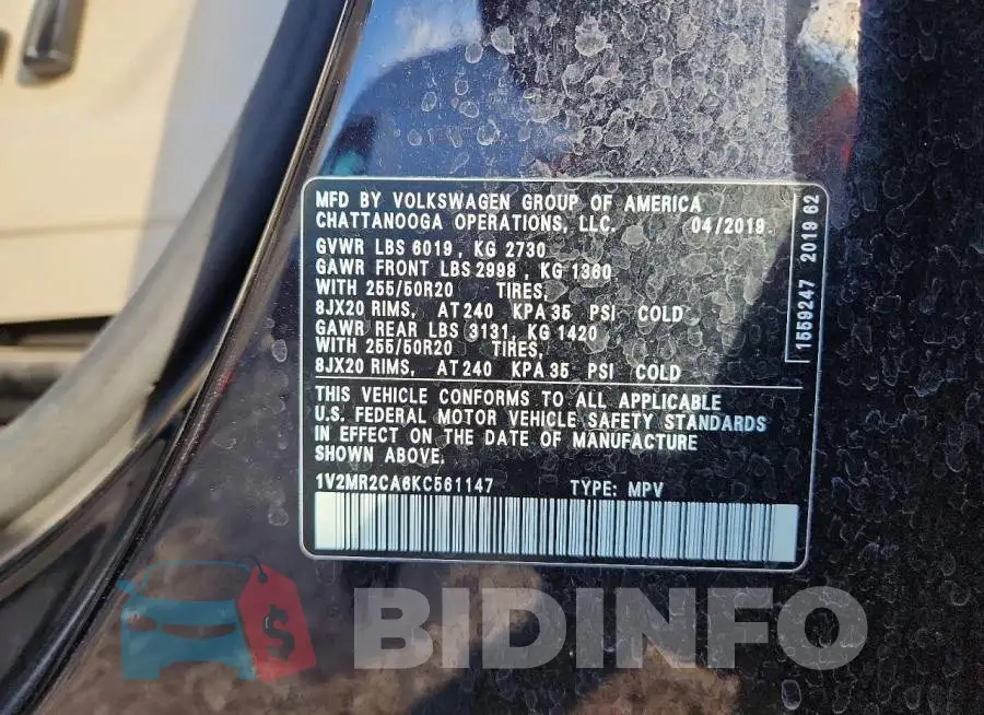 1V2MR2CA6KC561147 Photo# 13
