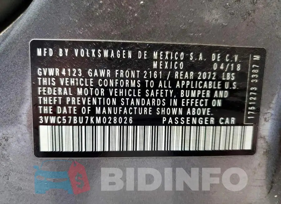 3VWC57BU7KM028026 Photo# 12