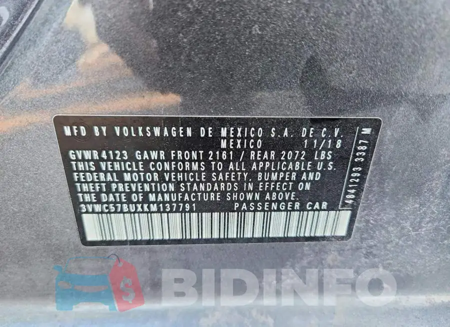 3VWC57BUXKM137791 Photo# 13
