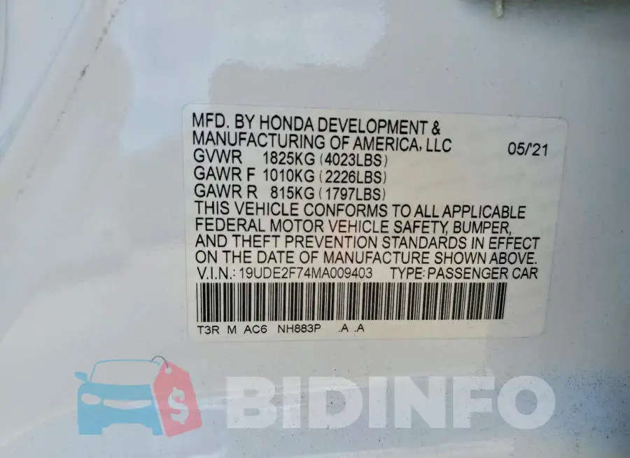 19UDE2F74MA009403 Photo# 12