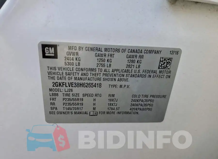 2GKFLVE38H6265418 Photo# 14