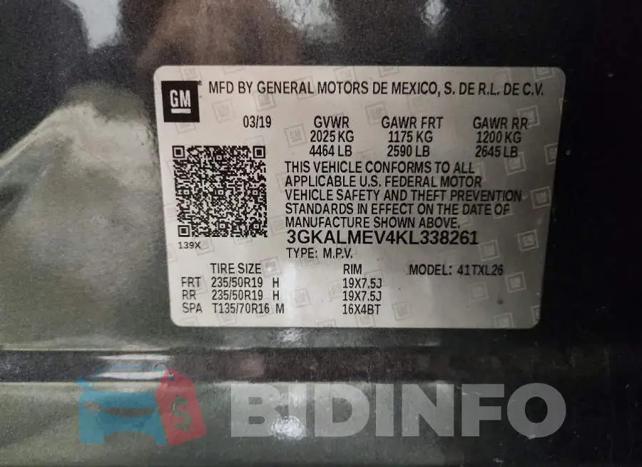 3GKALMEV4KL338261 Photo# 13