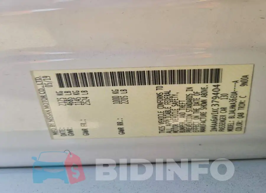 1N4AA6AV1KC379404 Photo# 12