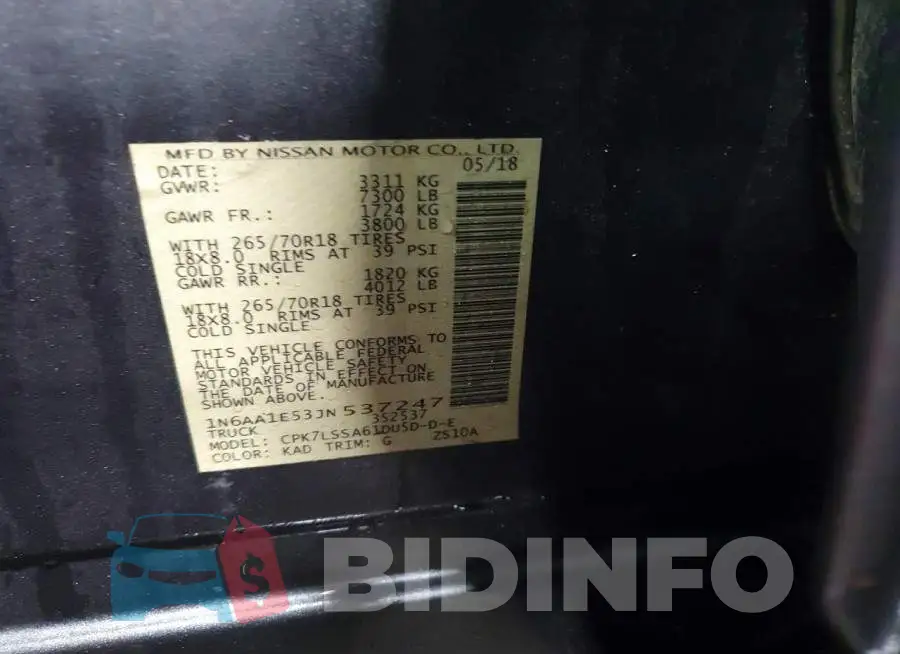 1N6AA1E53JN537247 Photo# 12