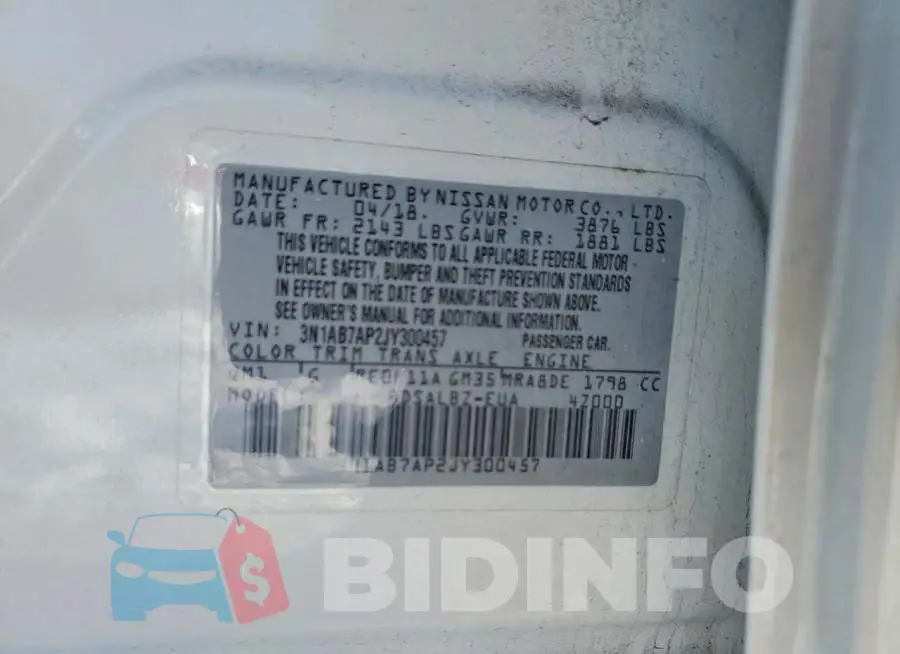 3N1AB7AP2JY300457 Photo# 12