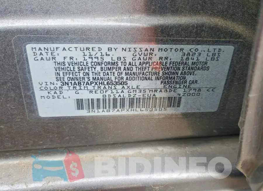 3N1AB7APXHL653505 Photo# 12