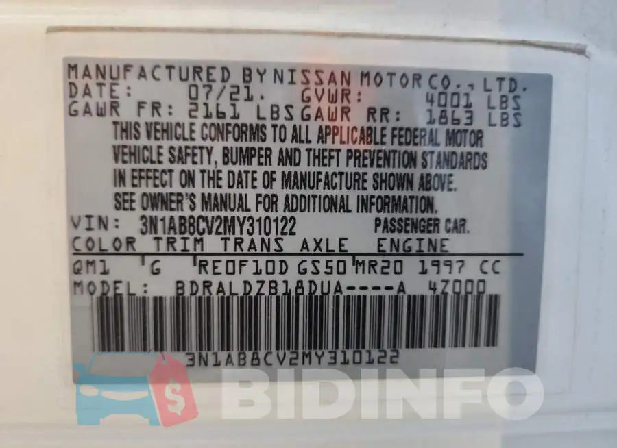 3N1AB8CV2MY310122 Photo# 13