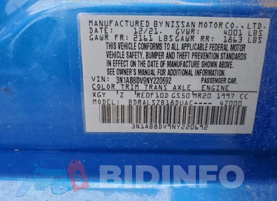 3N1AB8DV9NY220692 Photo# 12