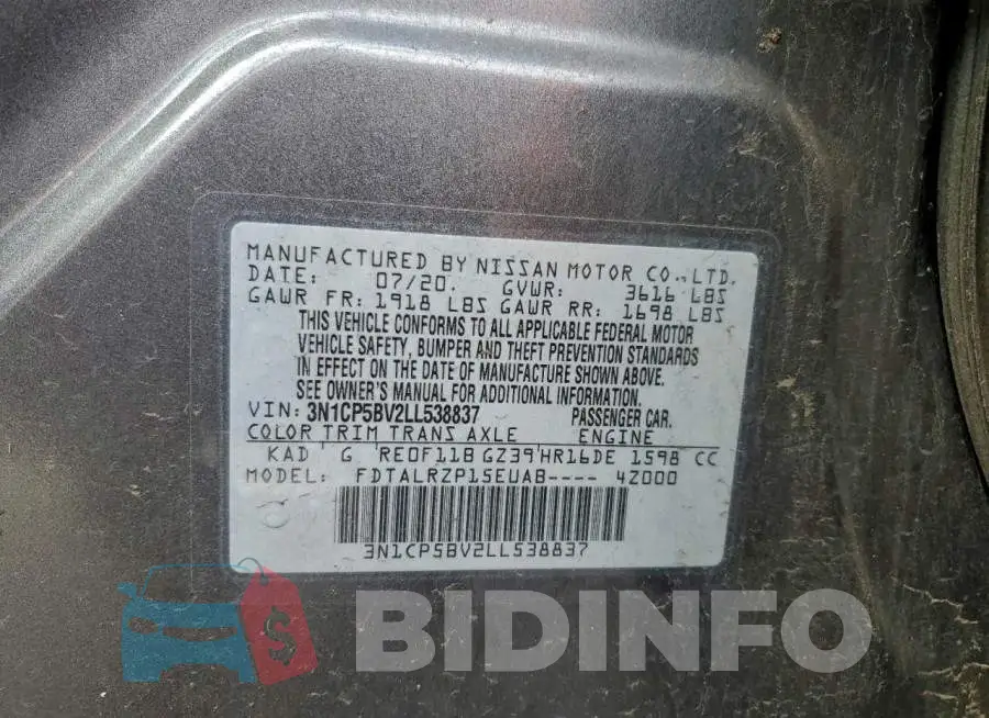 3N1CP5BV2LL538837 Photo# 12