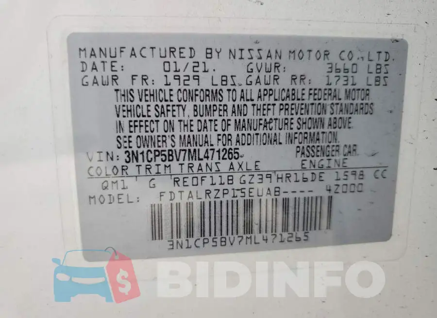 3N1CP5BV7ML471265 Photo# 12
