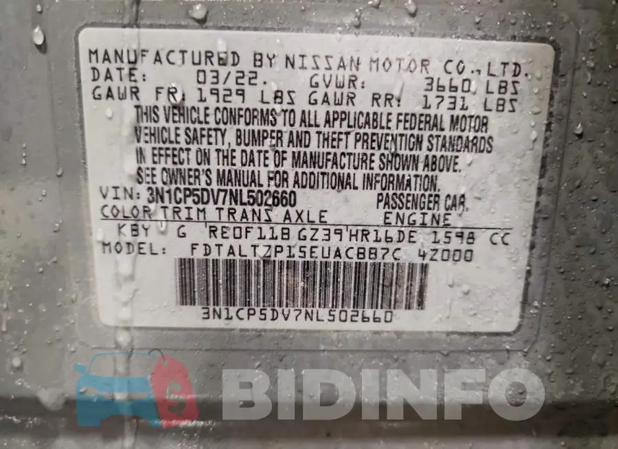 3N1CP5DV7NL502660 Photo# 13