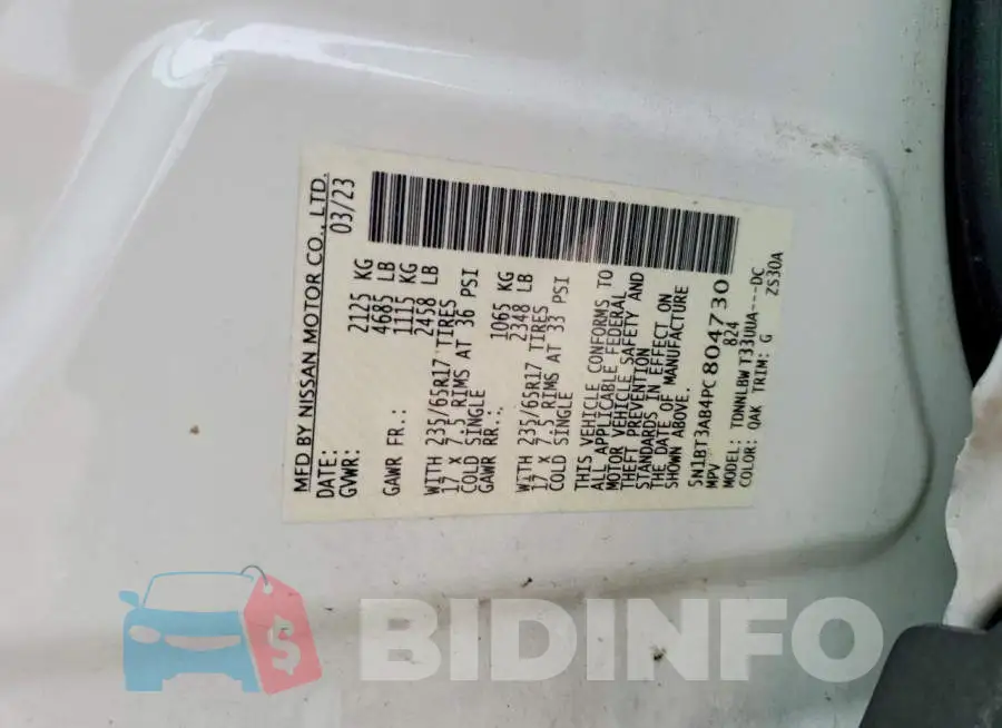 5N1BT3AB4PC804730 Photo# 13