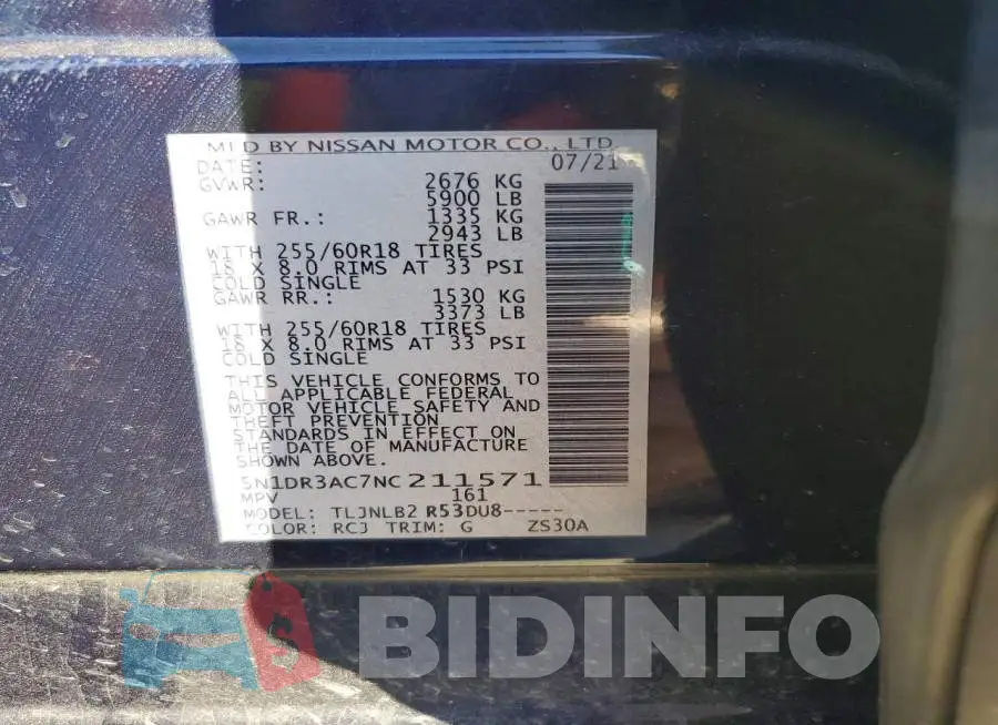 5N1DR3AC7NC211571 Photo# 13
