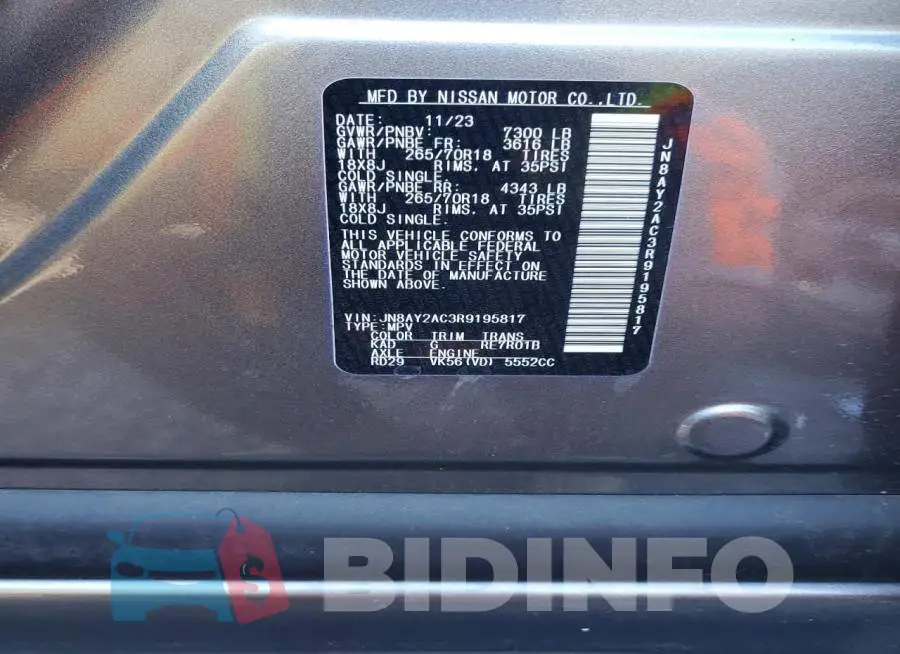 JN8AY2AC3R9195817 Photo# 13