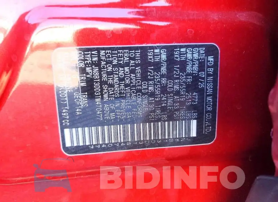 JN8BT3DD3TW470477 Photo# 13