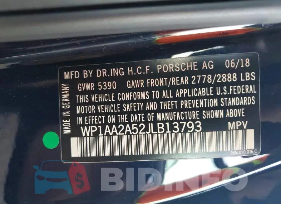 WP1AA2A52JLB13793 Photo# 13