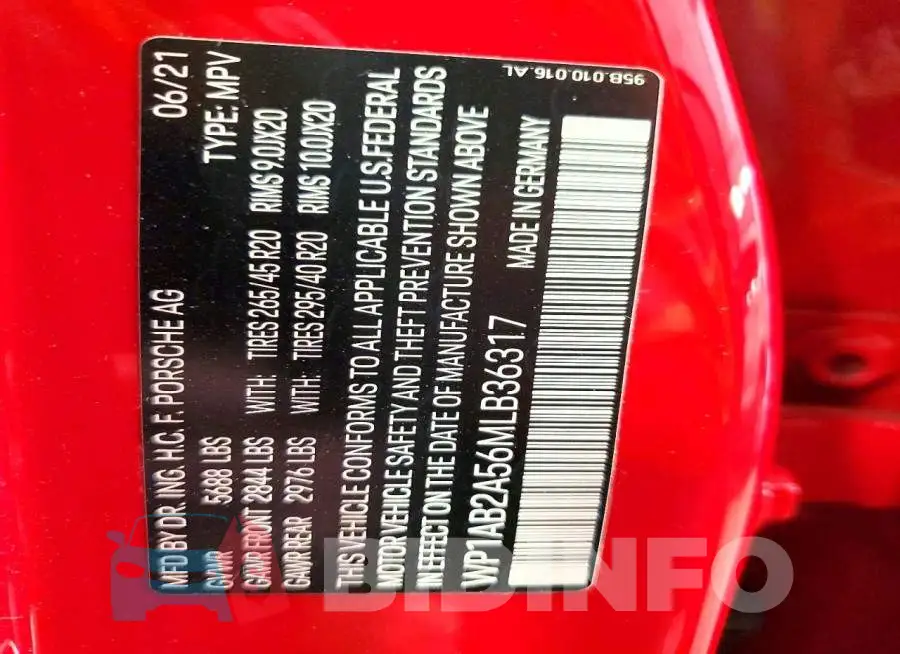 WP1AB2A56MLB36317 Photo# 13