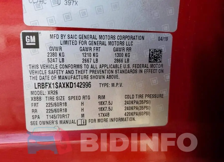 LRBFX1SAXKD142996 Photo# 13
