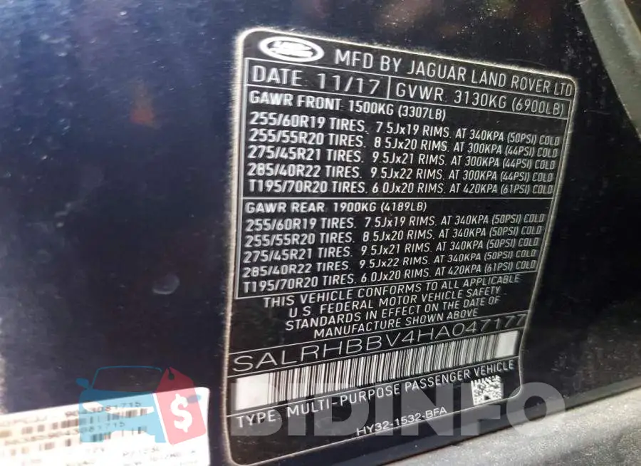 SALRHBBV4HA047177 Photo# 14