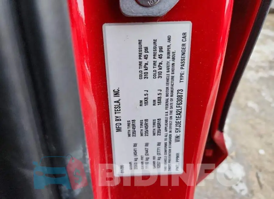 5YJ3E1EA2LF630873 Photo# 12