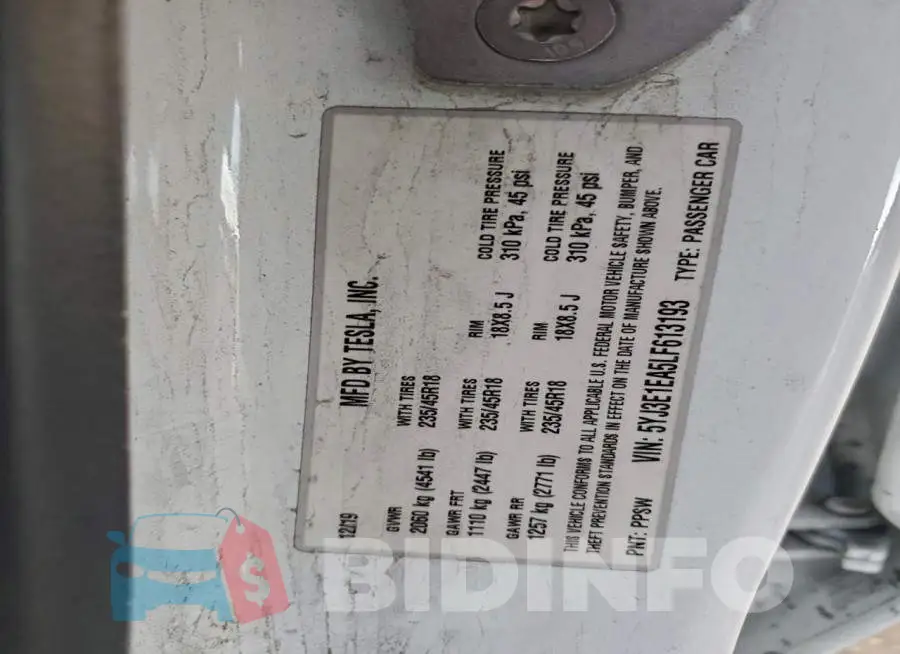 5YJ3E1EA5LF613193 Photo# 12
