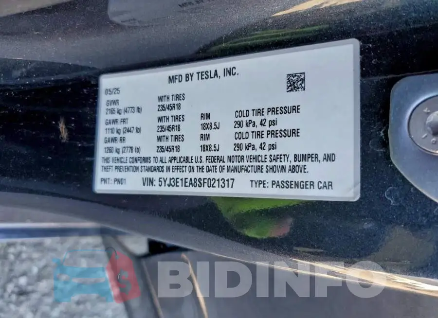 5YJ3E1EA8SF021317 Photo# 12
