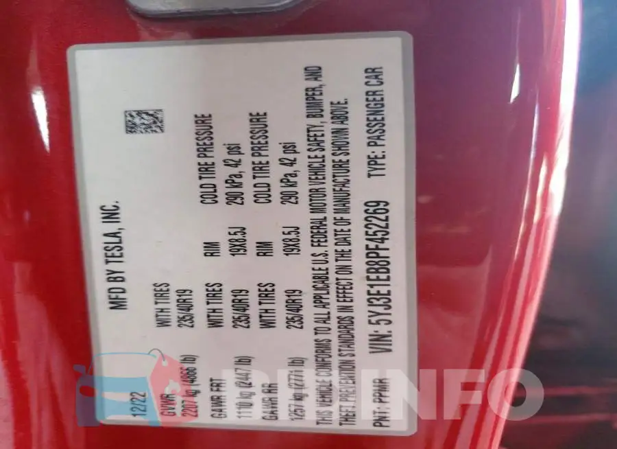 5YJ3E1EB8PF452269 Photo# 12