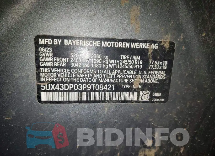 5UX43DP03P9T08421 Photo# 13
