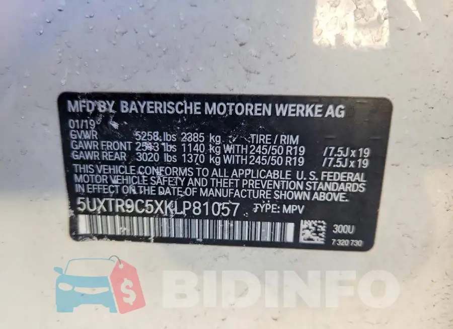 5UXTR9C5XKLP81057 Photo# 14