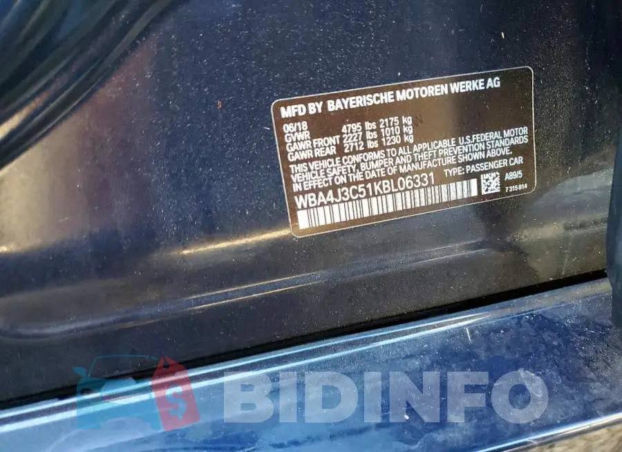 WBA4J3C51KBL06331 Photo# 13