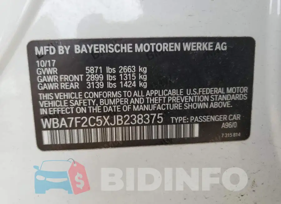 WBA7F2C5XJB238375 Photo# 12