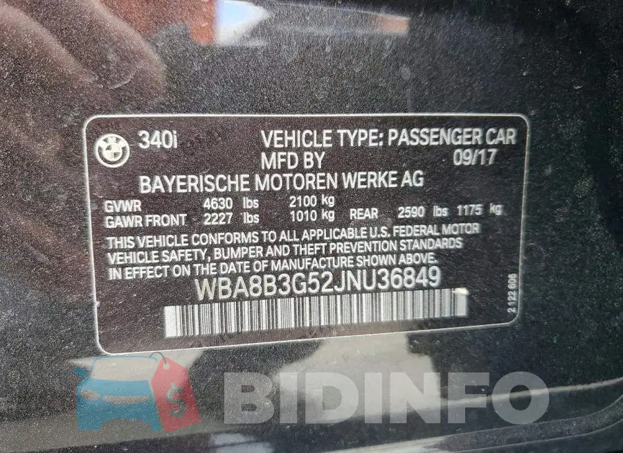 WBA8B3G52JNU36849 Photo# 12