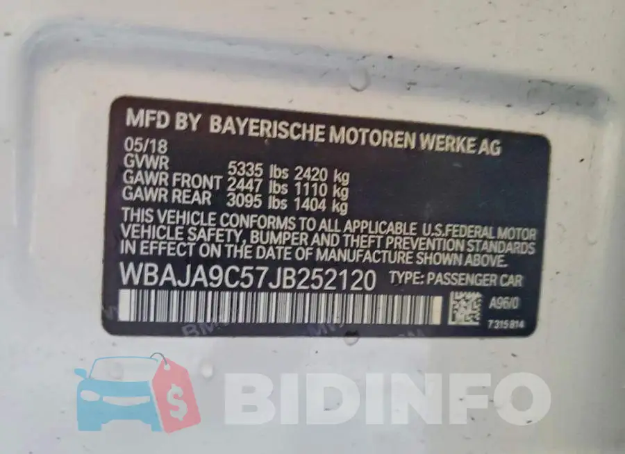 WBAJA9C57JB252120 Photo# 12