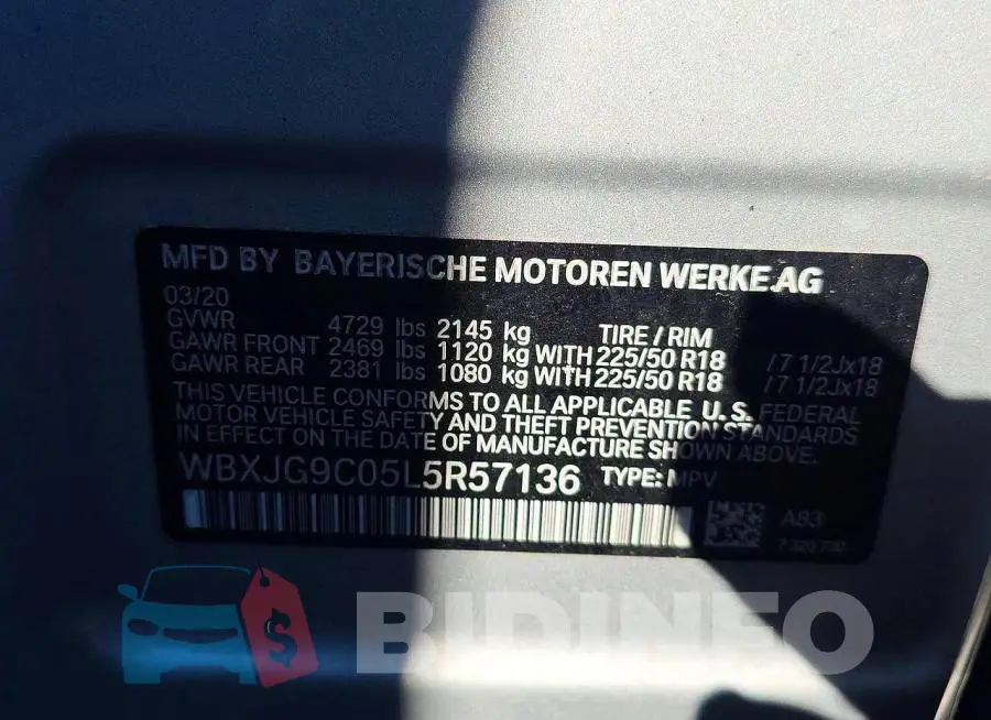 WBXJG9C05L5R57136 Photo# 10