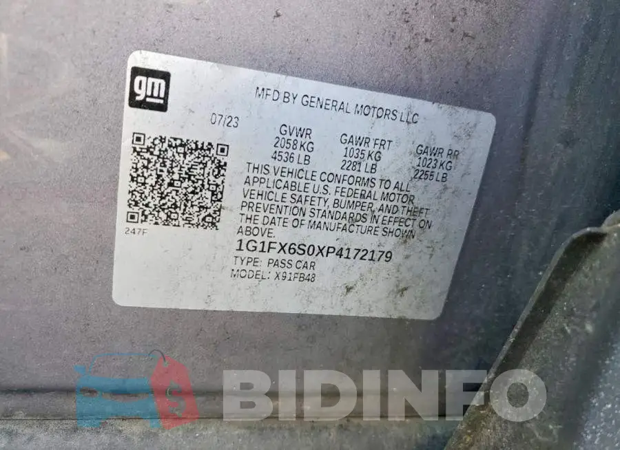 1G1FX6S0XP4172179 Photo# 14