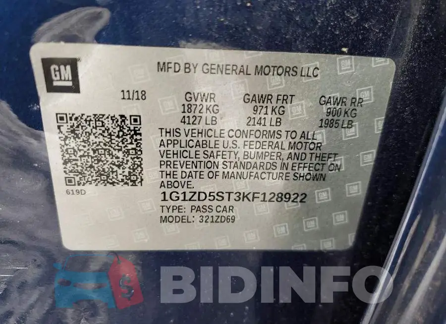 1G1ZD5ST3KF128922 Photo# 12
