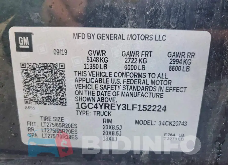 1GC4YREY3LF152224 Photo# 11
