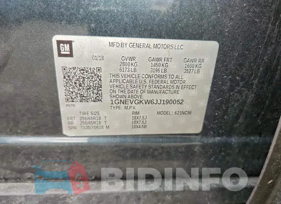 1GNEVGKW6JJ190052 Photo# 12