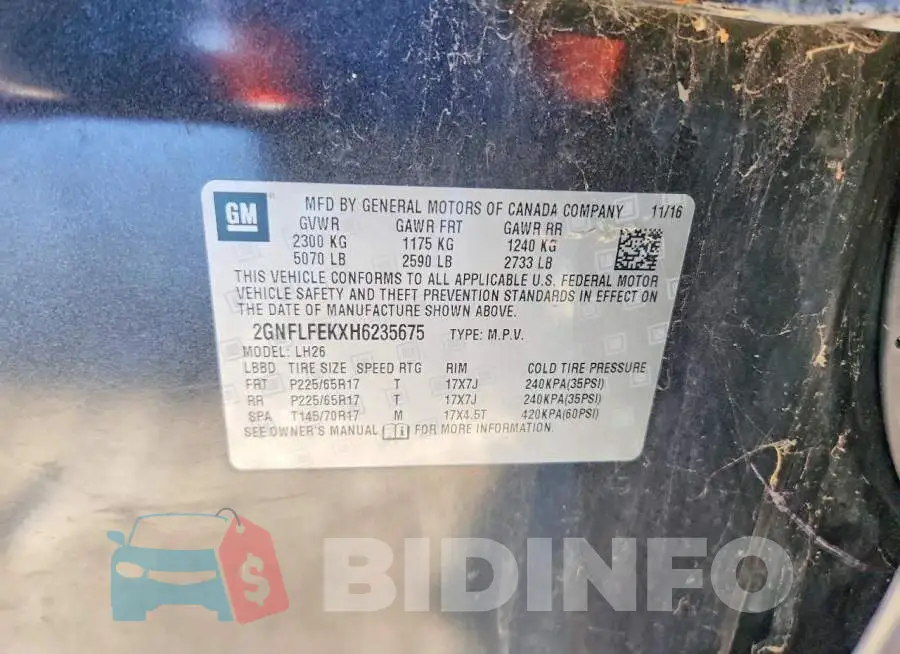 2GNFLFEKXH6235675 Photo# 14