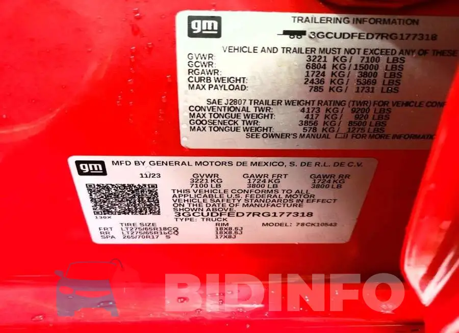3GCUDFED7RG177318 Photo# 12