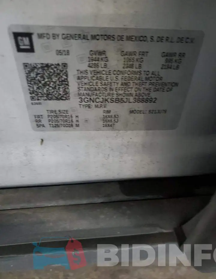 3GNCJKSB5JL388892 Photo# 12