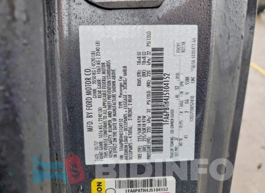 1FA6P8TH4J5104152 Photo# 13
