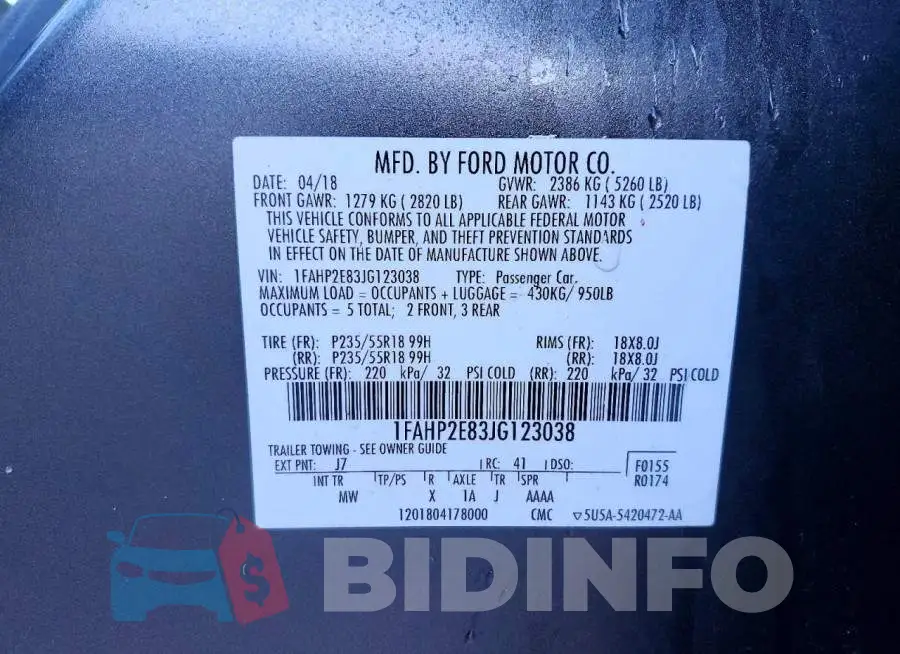 1FAHP2E83JG123038 Photo# 12