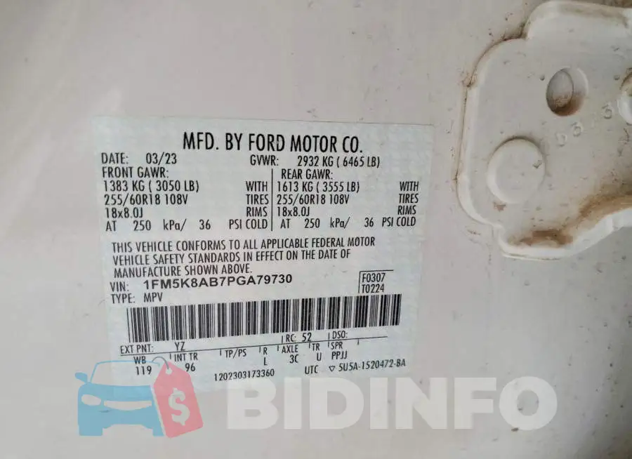 1FM5K8AB7PGA79730 Photo# 13