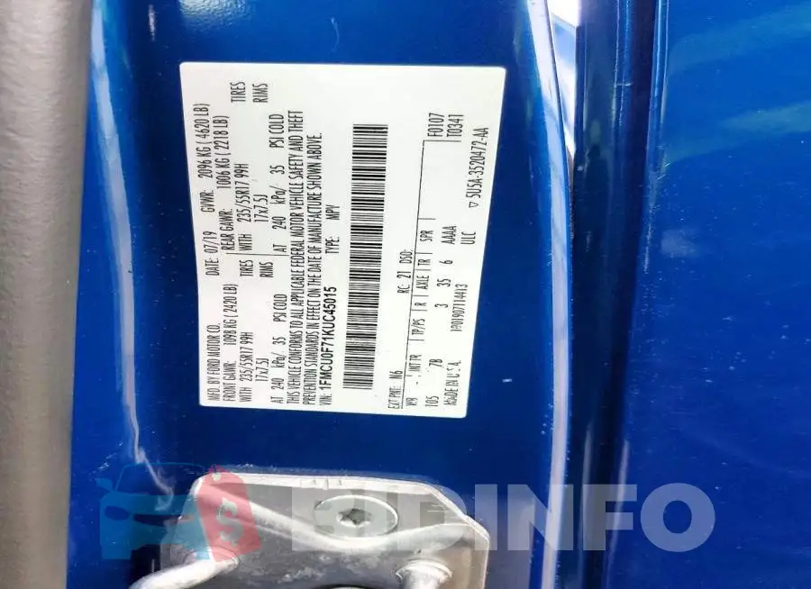 1FMCU0F71KUC45015 Photo# 13