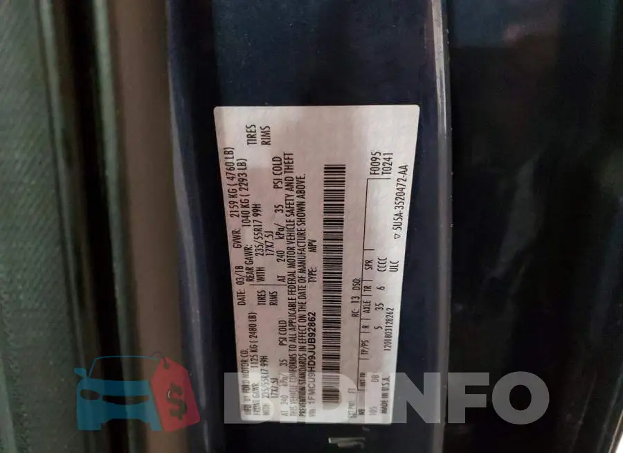 1FMCU9HD9JUB92862 Photo# 13