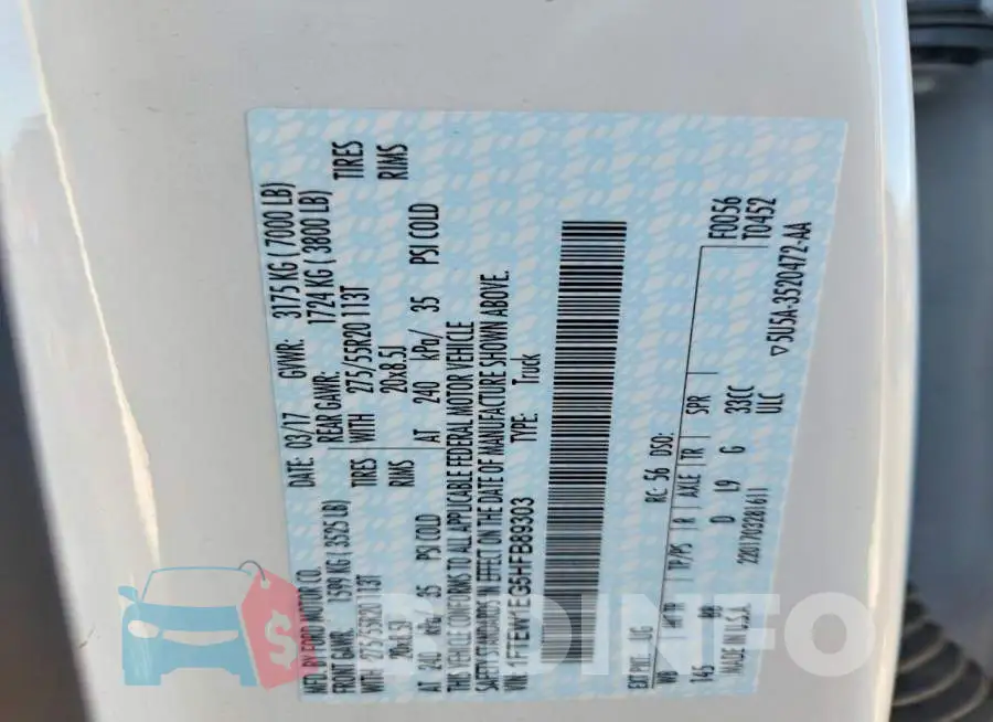 1FTEW1EG5HFB89303 Photo# 12
