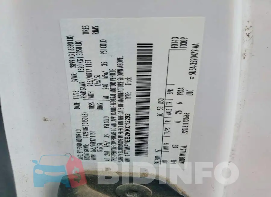 1FTMF1EB2KKC12292 Photo# 12