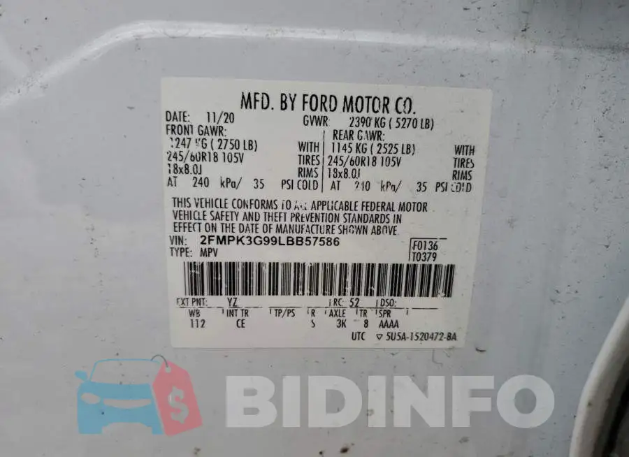 2FMPK3G99LBB57586 Photo# 11